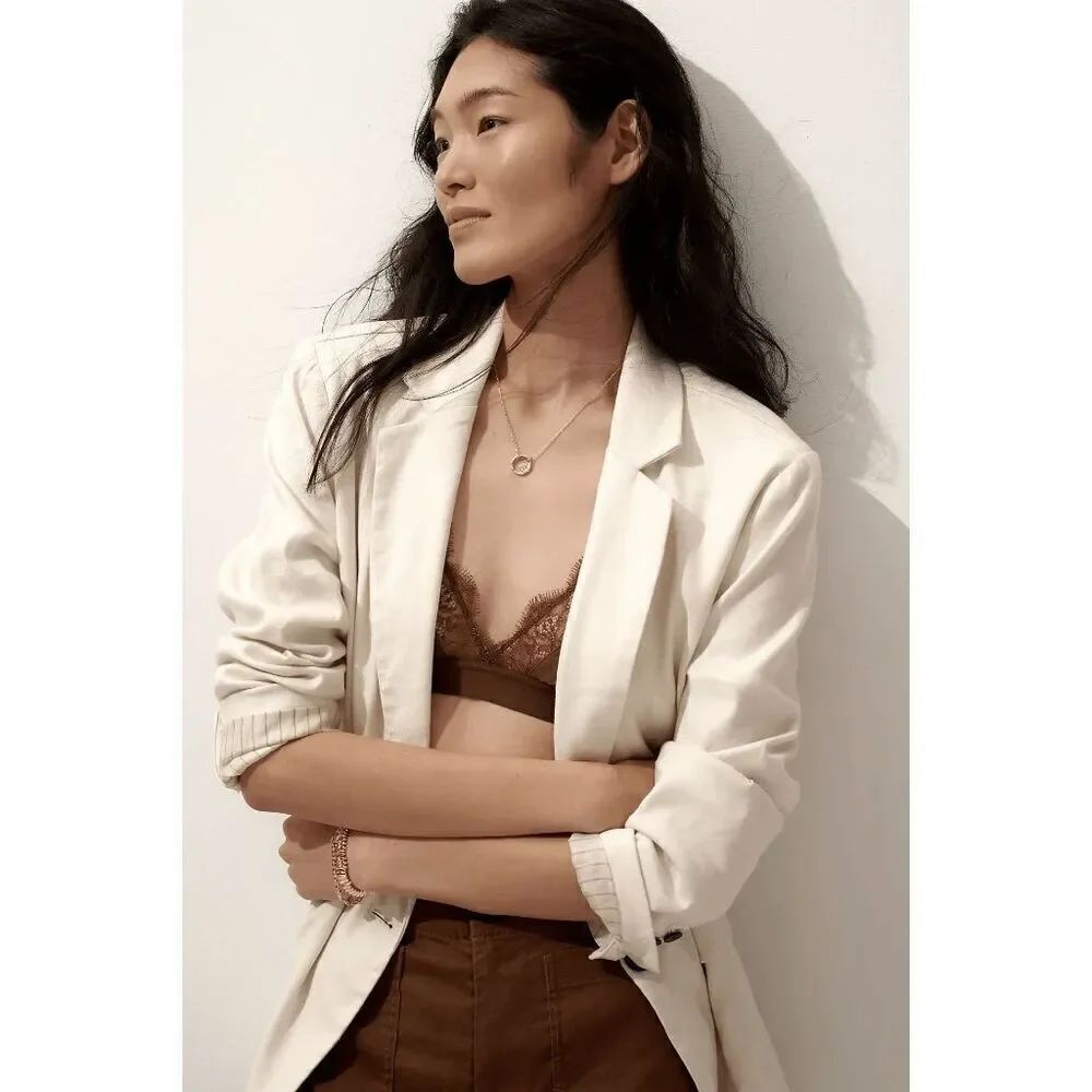 Maeve Anthropologie The Tessie Blazer by Maeve: Linen Edition White L $158
